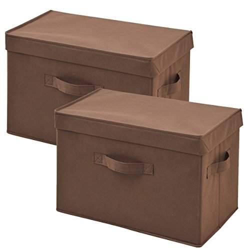 山善(YAMAZEN) どこでも収納ボックス ふた付 2個セット ブラウン ...